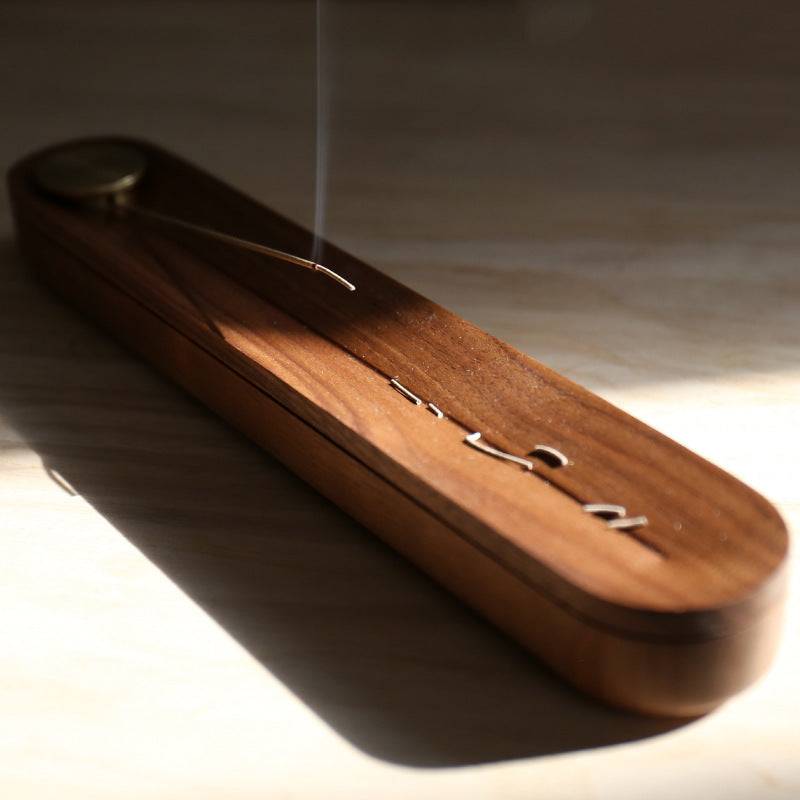 Walnut Wood Incense Holder Box