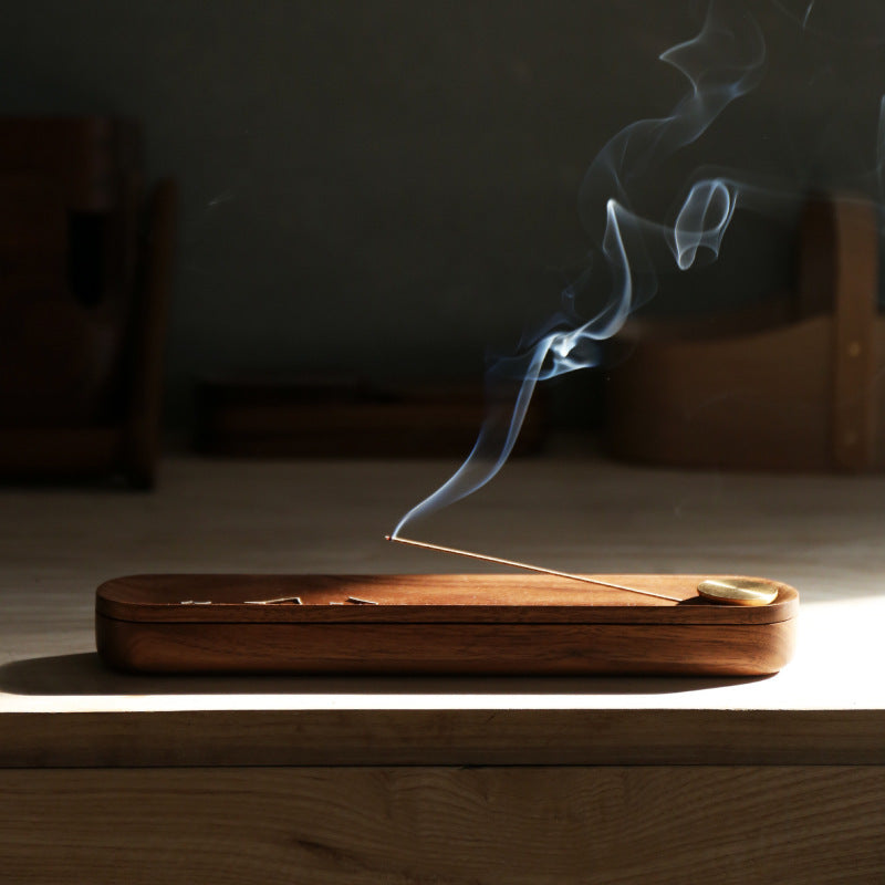Walnut Wood Incense Holder Box